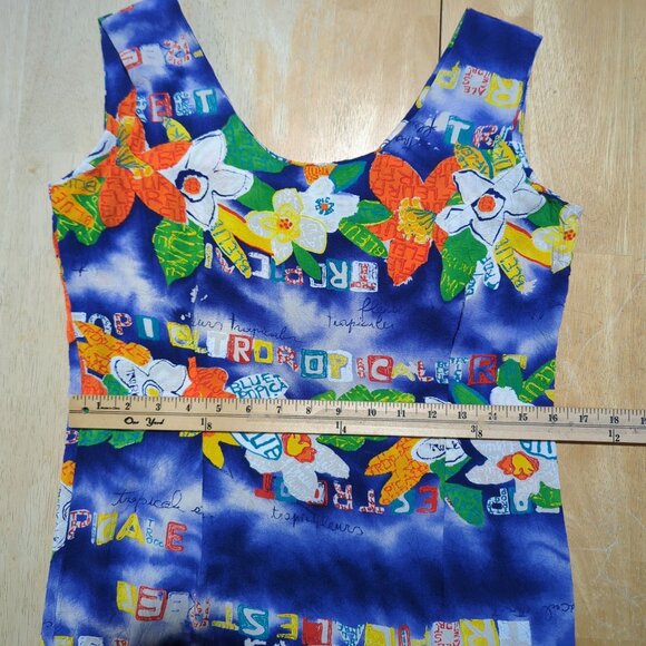 JAMS WORLD Mini dress Size 11 Multicolored blue Tropical floral Vintage - Picture 8 of 10